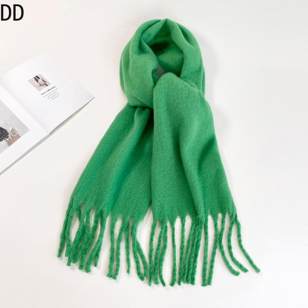 Chic Women Scarf Autumn Winter Mohair Versatile Luxury Green European Shawl Female Soft Warm Thermal Muffler Ladies Y2K Style