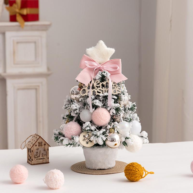 New Desktop Christmas Tree Mini Plush Christmas Tree with Lights DIY Christmas Decoration Navidad Natal Gifts New Year Gift