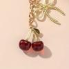 Simulation Crystal Cherry Keychain Bow Pendant Fruit Design Bag Accessories Couple Family Keychain Pendant