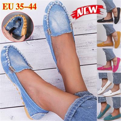 Moda Scarpe da donna Mocassini piatti casual Pantofole da donna Scarpe jeans piatte in denim morbido