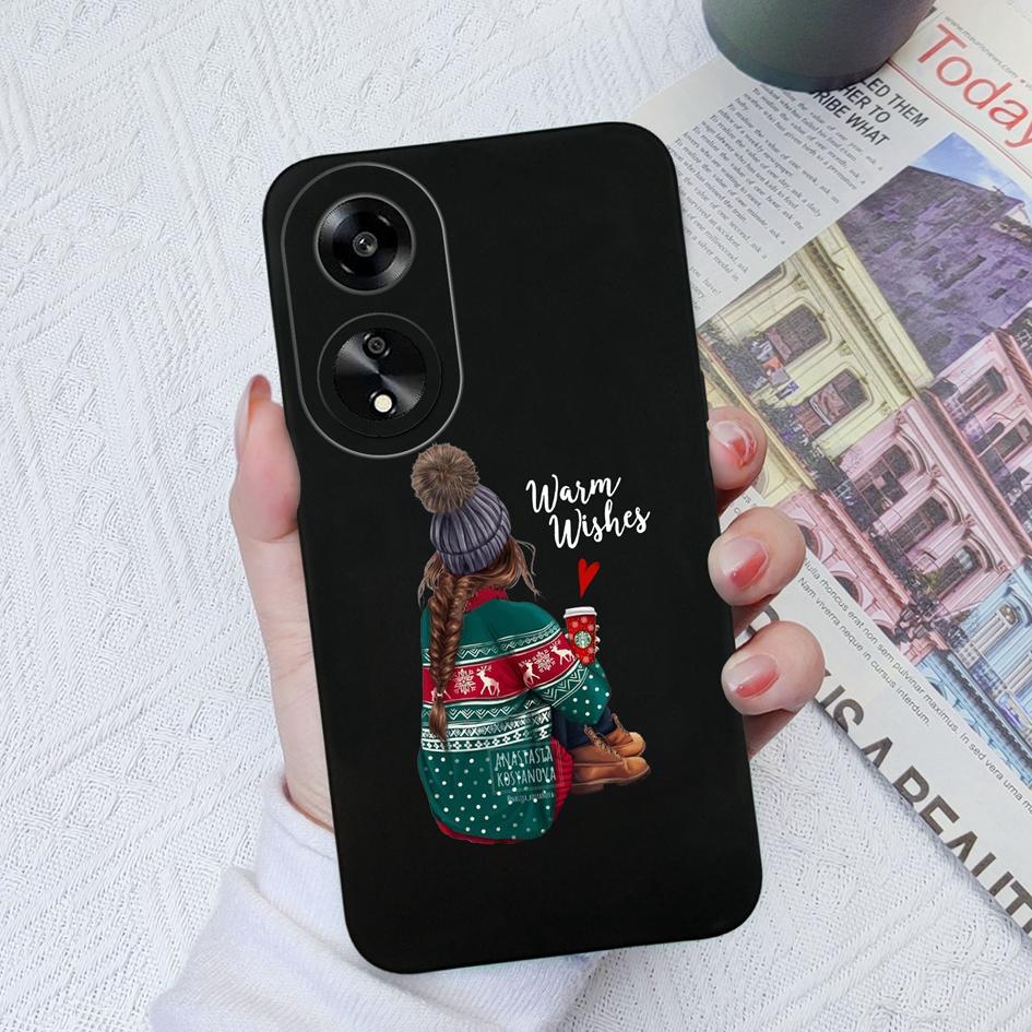 Casing For Oppo A35 A11 A1K A7 A15 A55 A1 A52 Phone Cover Elegant Sweet Girl Pattern Liquid Silicone Anti Slip Protective Advanced Shell For Oppo Capa