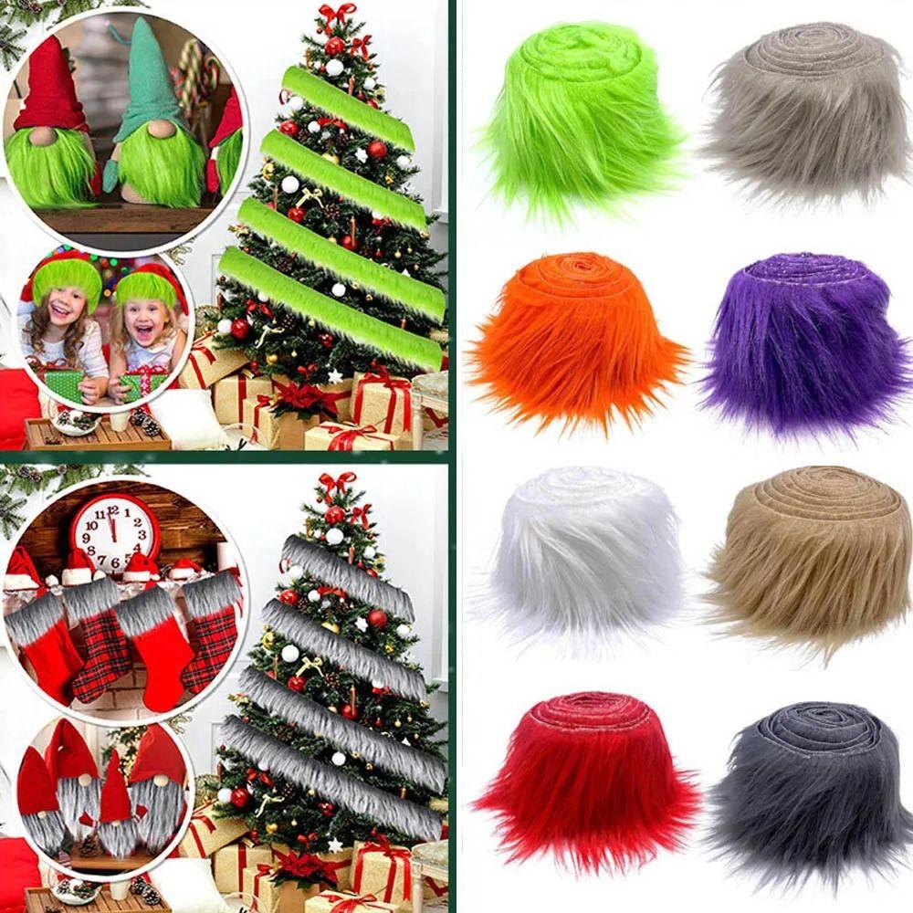 Durable 1.5M Faux Fur Ribbon DIY Solid Color Apparel Sewing Fluffy Trim Fur Stripe Christmas Decorations