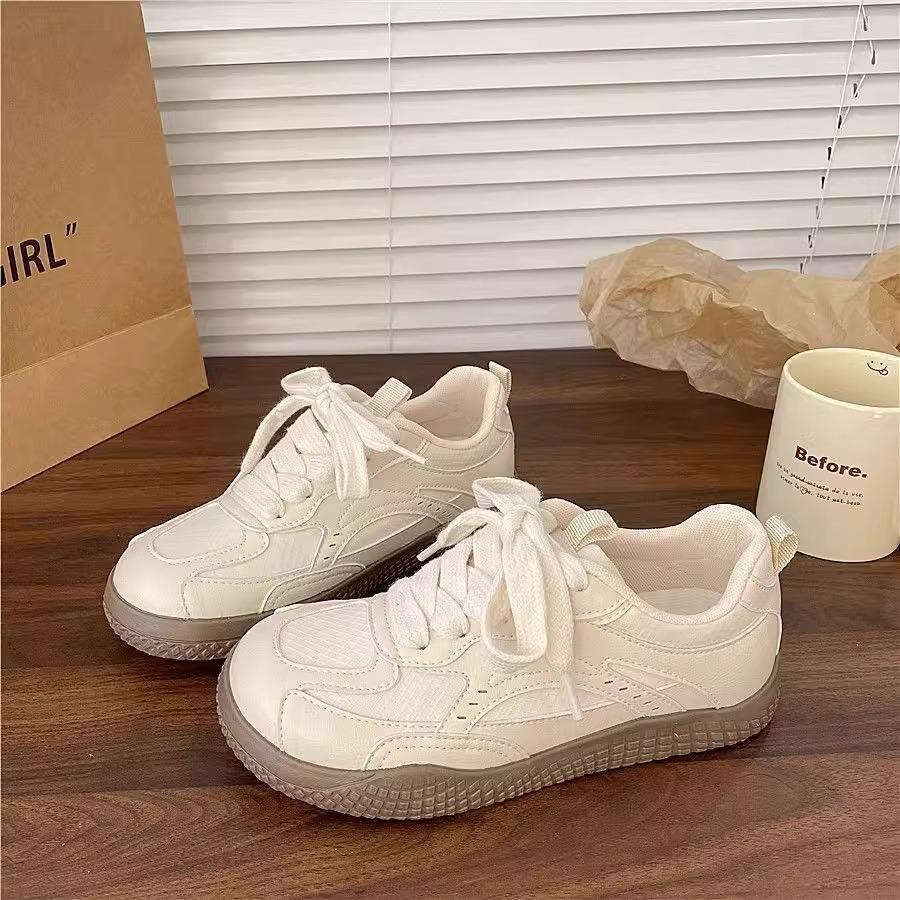 2025 Spring New Retro Round Head Casual Board Shoes Platform Training Shoes Versatile Little White Shoes Sports Shoes Women