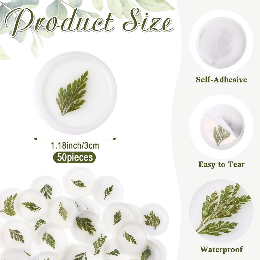 Qilery 50 Pcs Wax Seal Stickers Envelope Seals Adhesive Envelope Sticker Seals White Dry Pine Leaves Wax Seal Sticks for Wedding Invitations Bridal