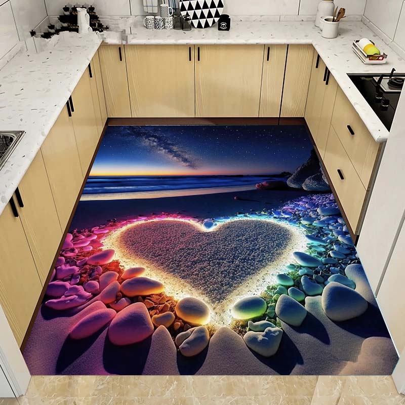 

3D красочный ковер с галькой и морской звездой, ковер для гостиной, спальни, подарок, украшение для дома