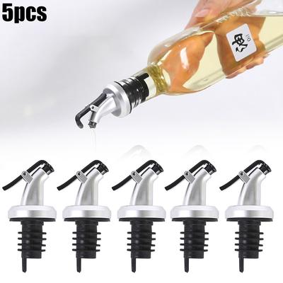 5Pcs Bottle Pourer Liquor Spirit Oil Olive Stopper Dispenser With Dust
