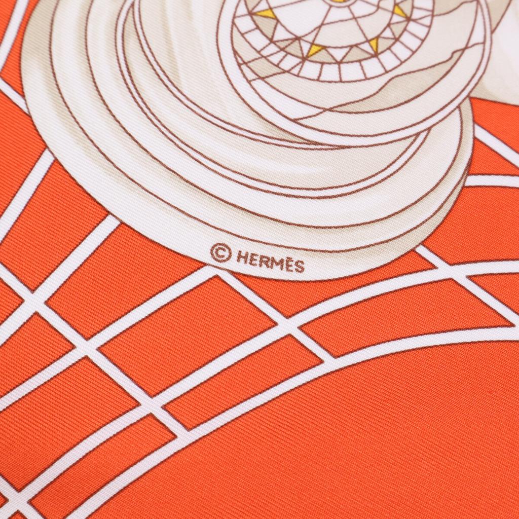 HERMES [Excellent Condition] Tuiga Sailboat Silk Carre90 scarf OrangeUsed