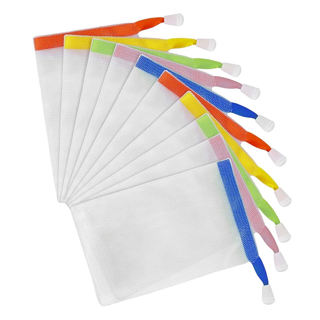 Handmade Soap Mesh Bags 20 Pack Facial Double Layer Bubble Net Ancient Shampoo Small Pouch Face Cleansing Exfoliating Foaming Nets with Drawstring