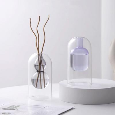 Desktop Ornament Glass Aromatherapy Bottle Creative Double Layered Fragrance Diffuser Bottle Exquisite Hydroponic Pot Vase Plant