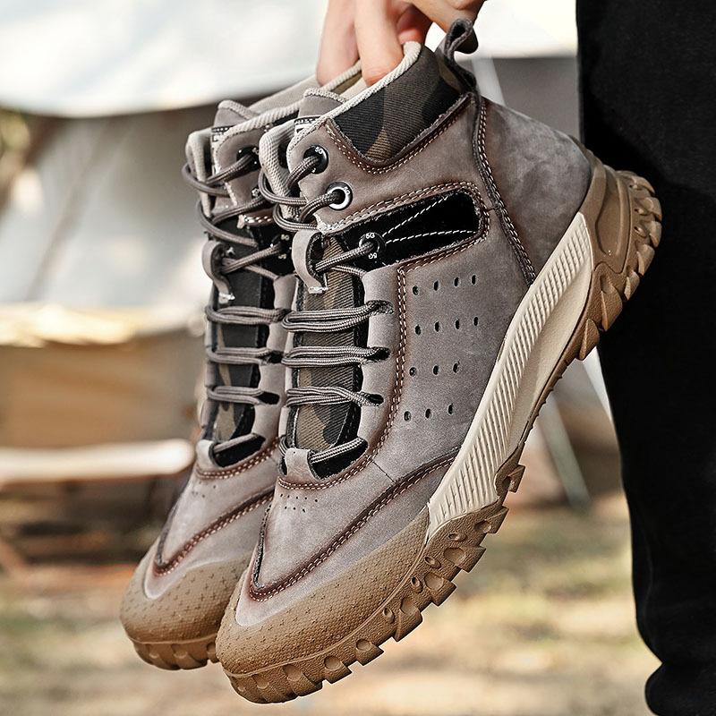 Autumn and winter new mountaineering large size men's shoes first layer cowhide Martin boots high top cotton boots warm outdoor