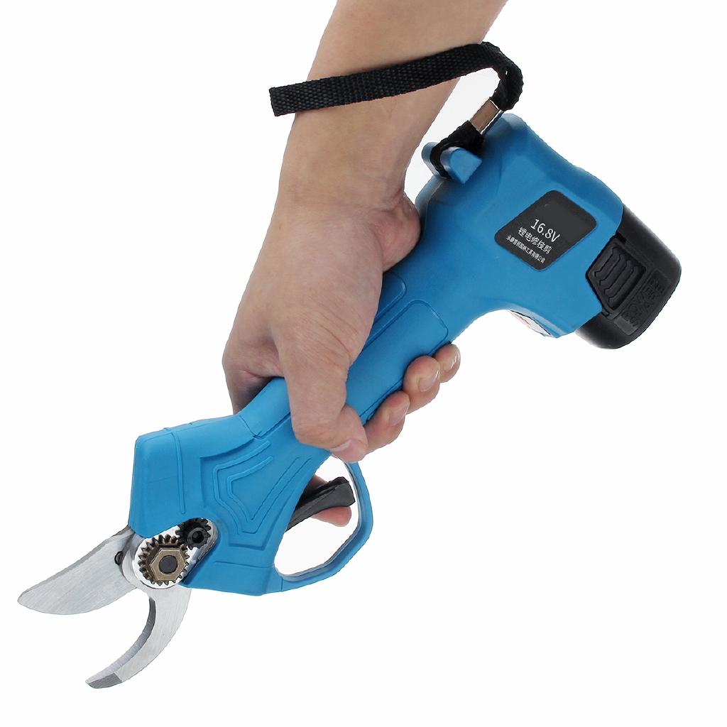 16.8V Rechargeable Electric Pruning Scissors Pruning Shears Garden Pruner Secateur Branch Cutter Cutting Tool With 2x Battery