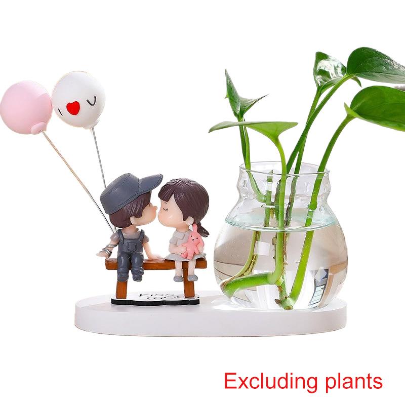 1Pc Resin Home Decor Girl and Boy Unique Hydroponics Creative Flowers Pot Couple Vase