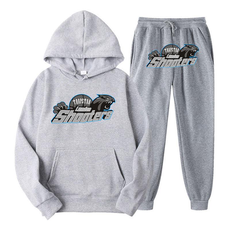Printed Sportswear Men's Two-piece Loose Hooded Sweatshirt Set