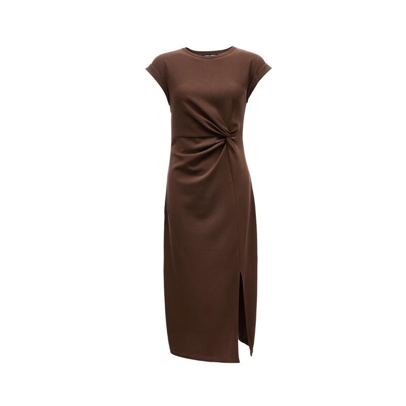 VEROMODA 2025 Spring Pleated Hem Round Neck Long Dress