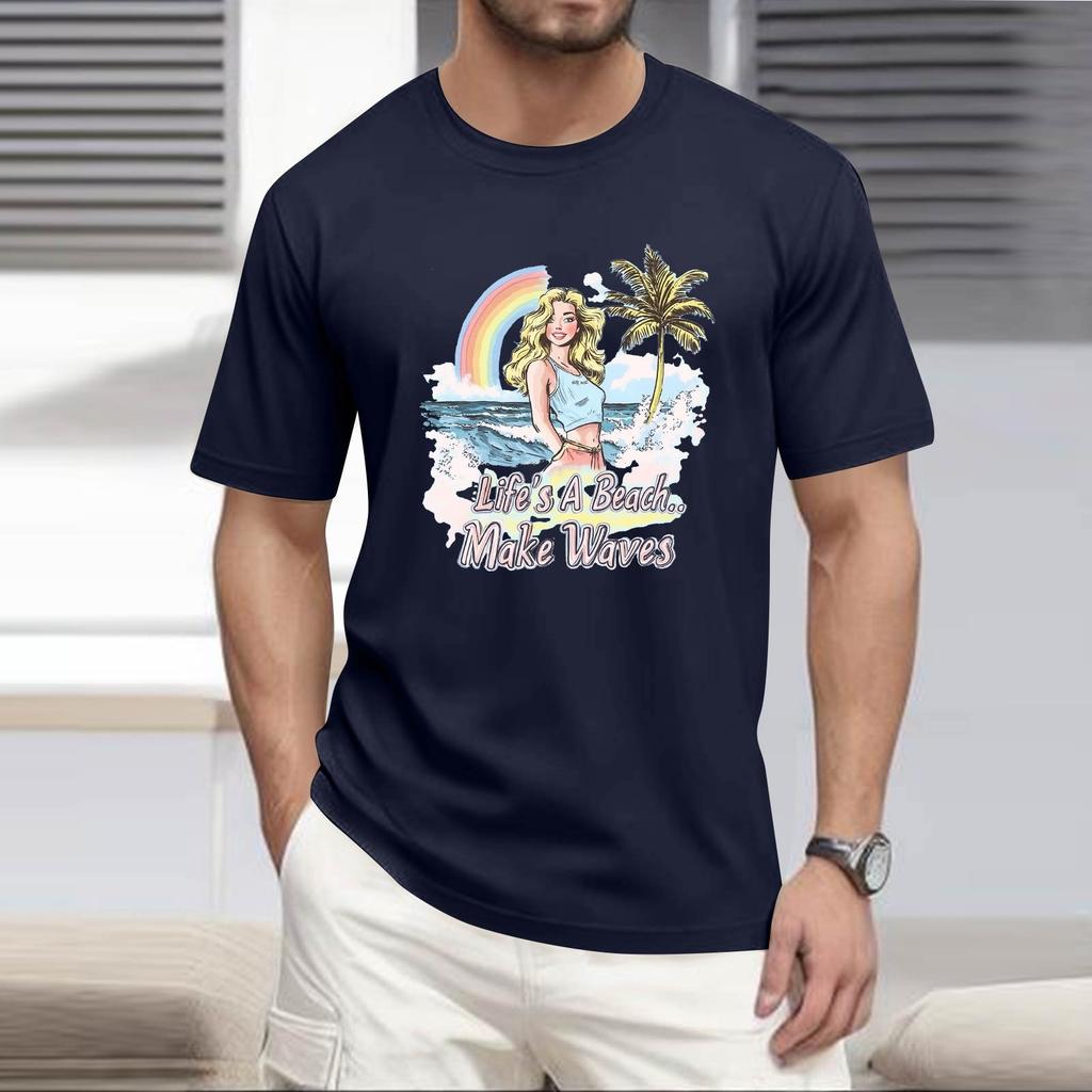 Men's Stand Collar Short Sleeve Shirt Loose Leisure Holiday Shirt Man