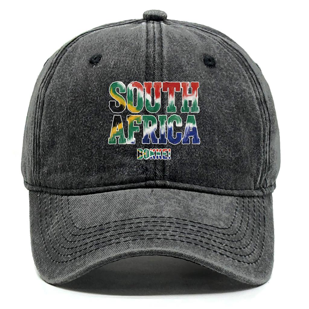 South Africa Flag Printed Baseball Cap Adjustable Sun Hat Raw Brim Fashion Unisex Hat For Outdoor Activities Golf Cycling