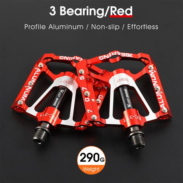 WEST BIKING Bicycle Ultralight Pedal 3 Bearing Pedals Aluminum Alloy CRMO Cycling Footboard for BMX MTB Bike Pedals Accessories