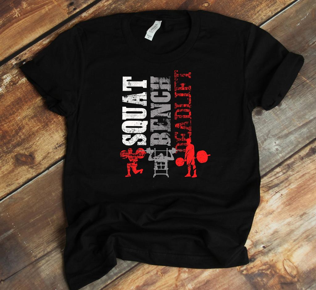 Powerlifting T-Shirt - Squat Bench Deadlift Fitness Gym Weightlifting Shirt