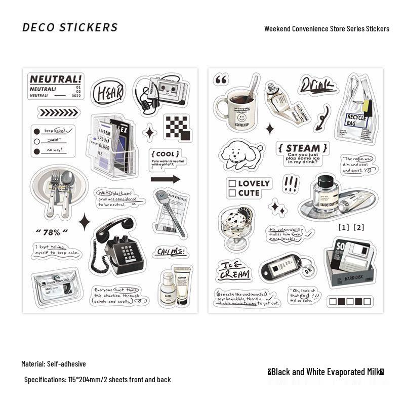 PaperMore Weekend Convenience Store Series Journal Decorative Stickers - 2 Sheets, 6 Styles