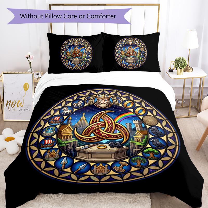 Mythology Symbols Pattern Bedding,Quilt Set Quilt Cover Pillowcase Home Birthday Gift (1*duvet cover+2*pillowcase,without core)