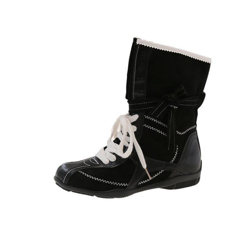Casual Retro Versatile Inner Heightening Martin Boots British Round Head Lace-up Sports Short Boots