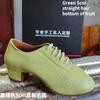 Zapatos de Profesor Mujer Zapatos de Baile Latino Salón Señoras Piel Vacuna Zapatos de Baile Jazz Moderno Naranja y Verde Zapatos de Baile Salsa