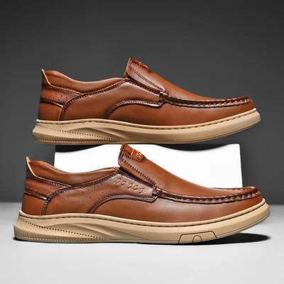 Fashion Men's Top Layer Cowhide Leather Shoes Spring Summer Casual Men's Shoes Soft Sole Comfortable Genuine Leather Men's Driving Shoes