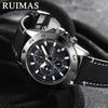 Uhr Herrenuhr Chronograph Kalender Leuchtend Wasserdicht Leder Herrenuhr 572G