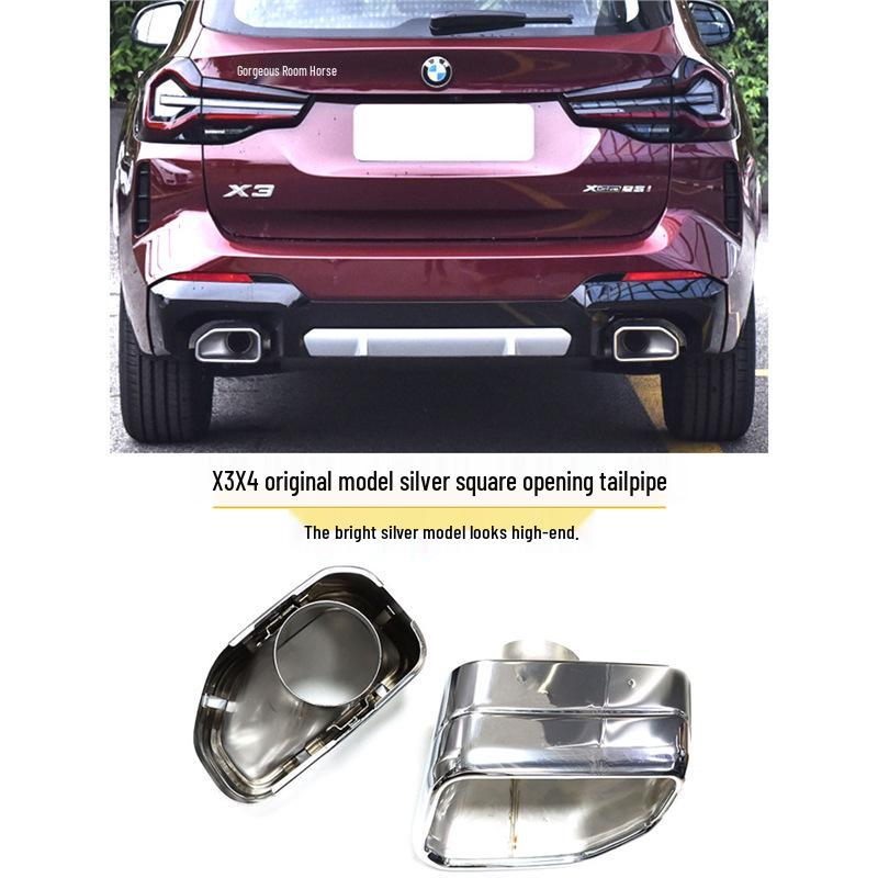 BMW X3/X4 2022 Black Stainless Steel Square Tailpipe Cover