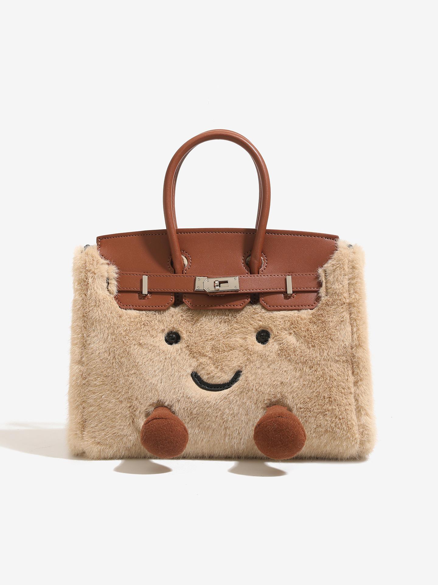 

Popular Platinum Elf Plush Cross Shoulder Handheld Small Bag with High Beauty and Cute Appearance верблюд