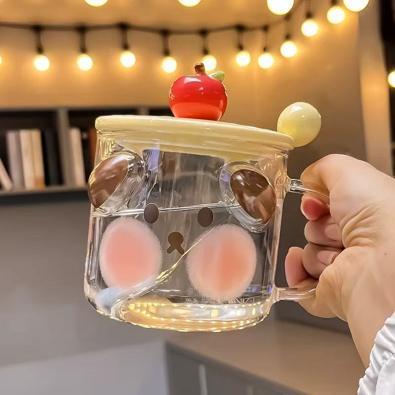 Home Cute Ceramic Cup with Lid for Girls' Cup with High Appearance Coffee Cup Mug Office Water Cup Gift