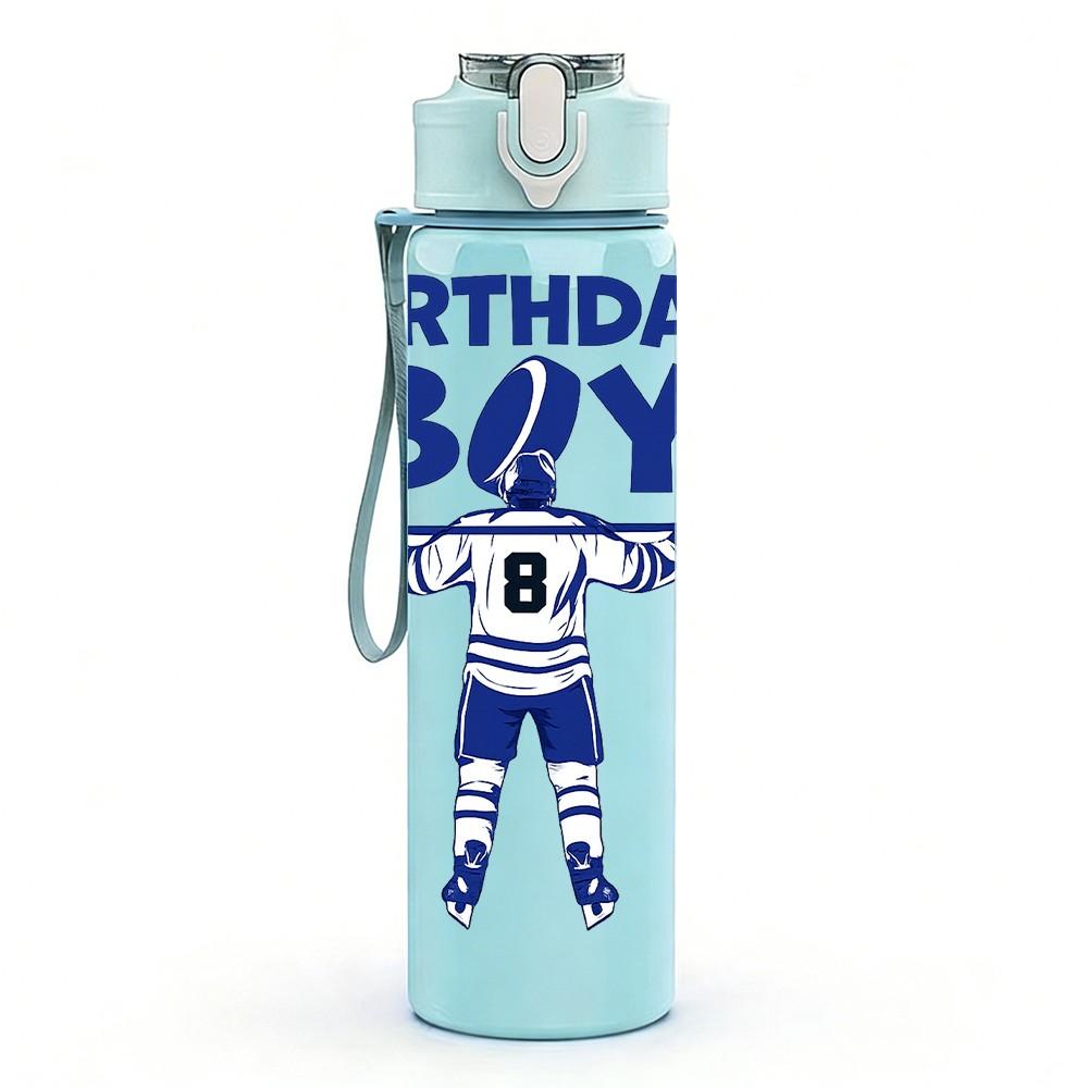 1PC Birthday Boy Sport Character Print 750ml Color Plastic Sports Water Bottle Leakproof Flip Straw Lid Suitable for Sports Office Home Use