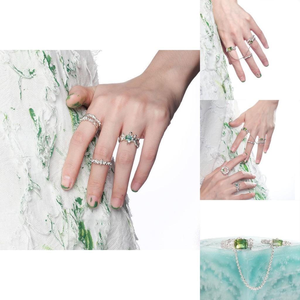 Silver Chic 925 Statement Ring With Captivating Chain Design And Stunning Decorations For Fashion Lovers