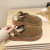 Thick-soled Wear-resistant Shoes for Women's Autumn and Winter New Bag Head Half Slippers for Women To Wear Two Snow Fluffy Slippers