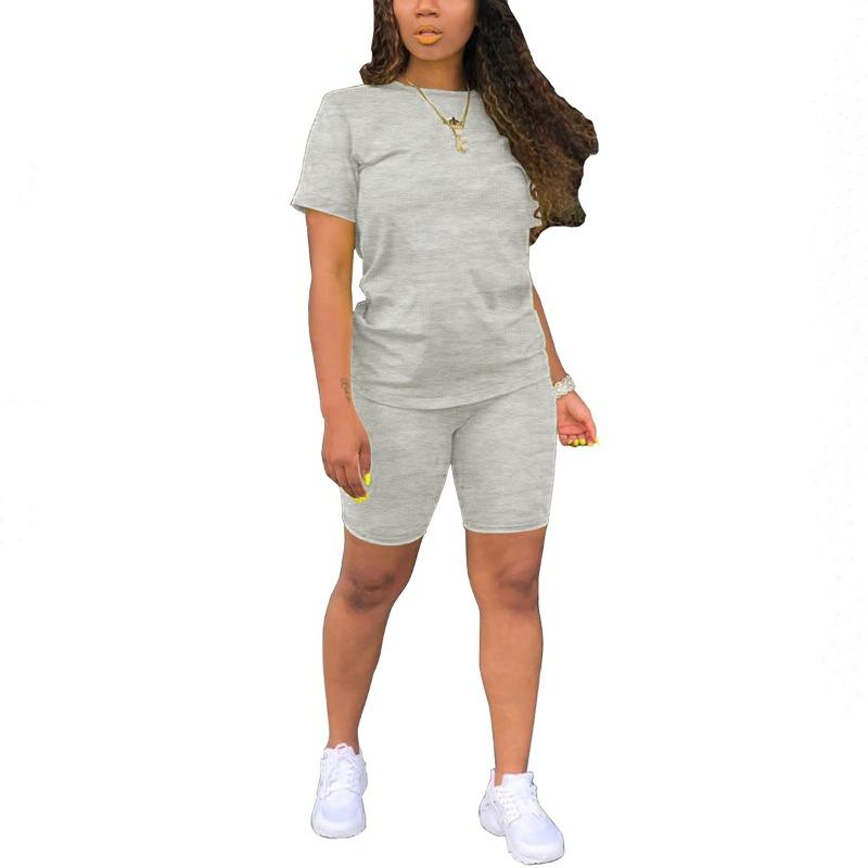 Summer 2pcs Outfits For Women Short Sleeve T-Shirts Pants Shorts Set Gradient Color Tracksuit Sportwear