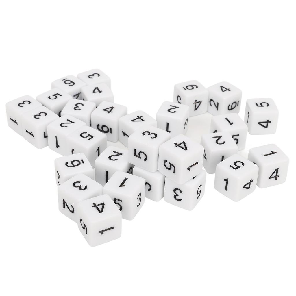 30PCS Dice Set 16mm 6 Sided Plastic Educational Number Dice Cubes for Math Games Table Games Board Games White