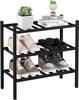 3-Tier Bamboo Shoe Rack - Free Standing Space-Saving Shoe Shelf Organizer for Small Spaces, Stackable Eco-Friendly