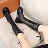 Spring and Summer Boots Women's Boots 2025 New Mesh Hollowed Leather Thick-soled High Mesh Boots Cool Boots Knight Boots