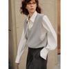 ELLE Faux Two-Piece Vest Shirt Knitted Sweater