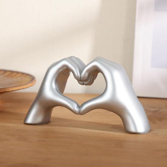 Valentine's Day Love Gesture Figurine Love Heart Hand Shape Statue Sculpture Wedding Anniversary Desktop Decoration Ornament