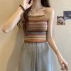 Women's Striped Knitted Camisole Vest Summer French Style Stylish Slim Fit Slimming Bottom Shirt Sleeveless Top