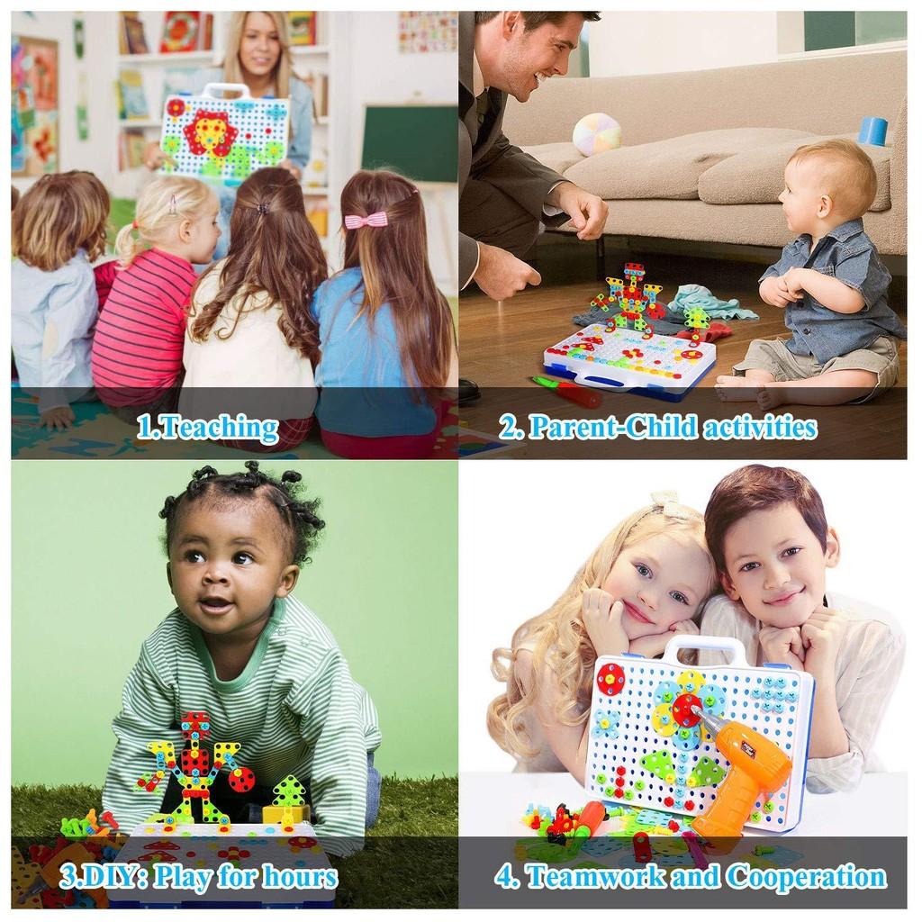 Fesselndes DIY Elektrische Bohrmaschine Schraubenmontage Puzzle Baustein Lernspielzeug für Kinder