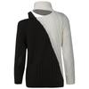 Women's  And Winter Loose Two-color Contrast Stitching Long-sleeved Stand Collar One Side Strapless Knit Sweater Top