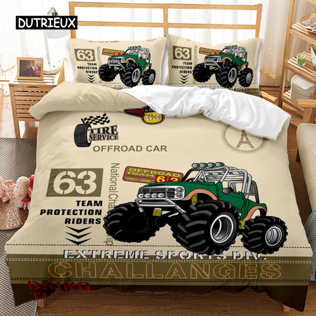 

Комплект постельного белья с изображением грузовика, автомобильный синий монстр, пикап, внедорожник, комплект постельного белья для мальчиков, полиэстеровый пододеяльник размера King Size EU single(135x200cm)