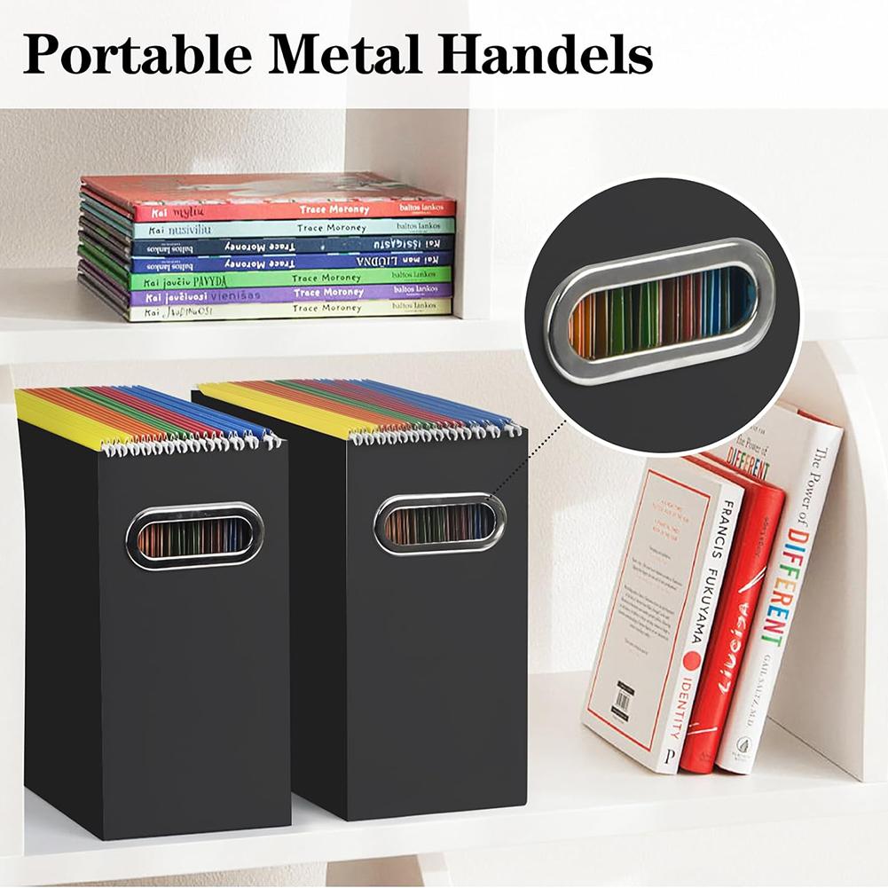 Collapsible File Box With Metal Handle Space Coverless Design Saving Storage Box File Organizer For Notebooks Magazines Documents