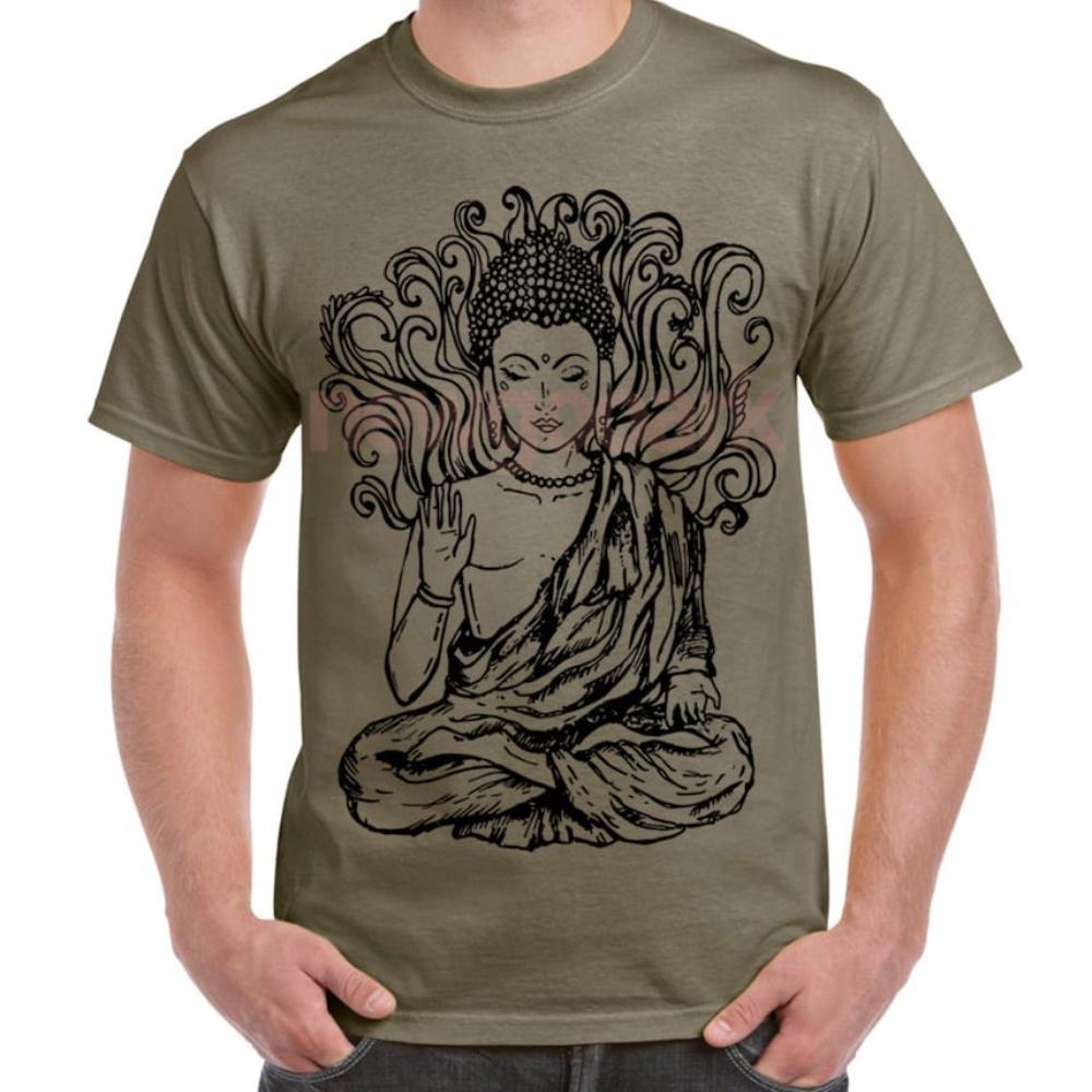 Buddha Groß Mann Grafik T-Shirts Buddhismus Meditation Yoga T-Shirt Frau Mann Unisex Erwachsener Baumwolle Kurzarm Retro Kleidung Mann