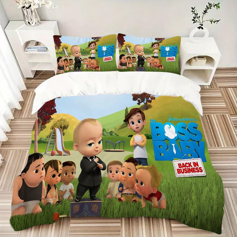 Boss Baby Returns Bettwäsche-Set 3 Teile Bettbezug mit 2 Kissenbezügen Heim-Geburtstagsgeschenk