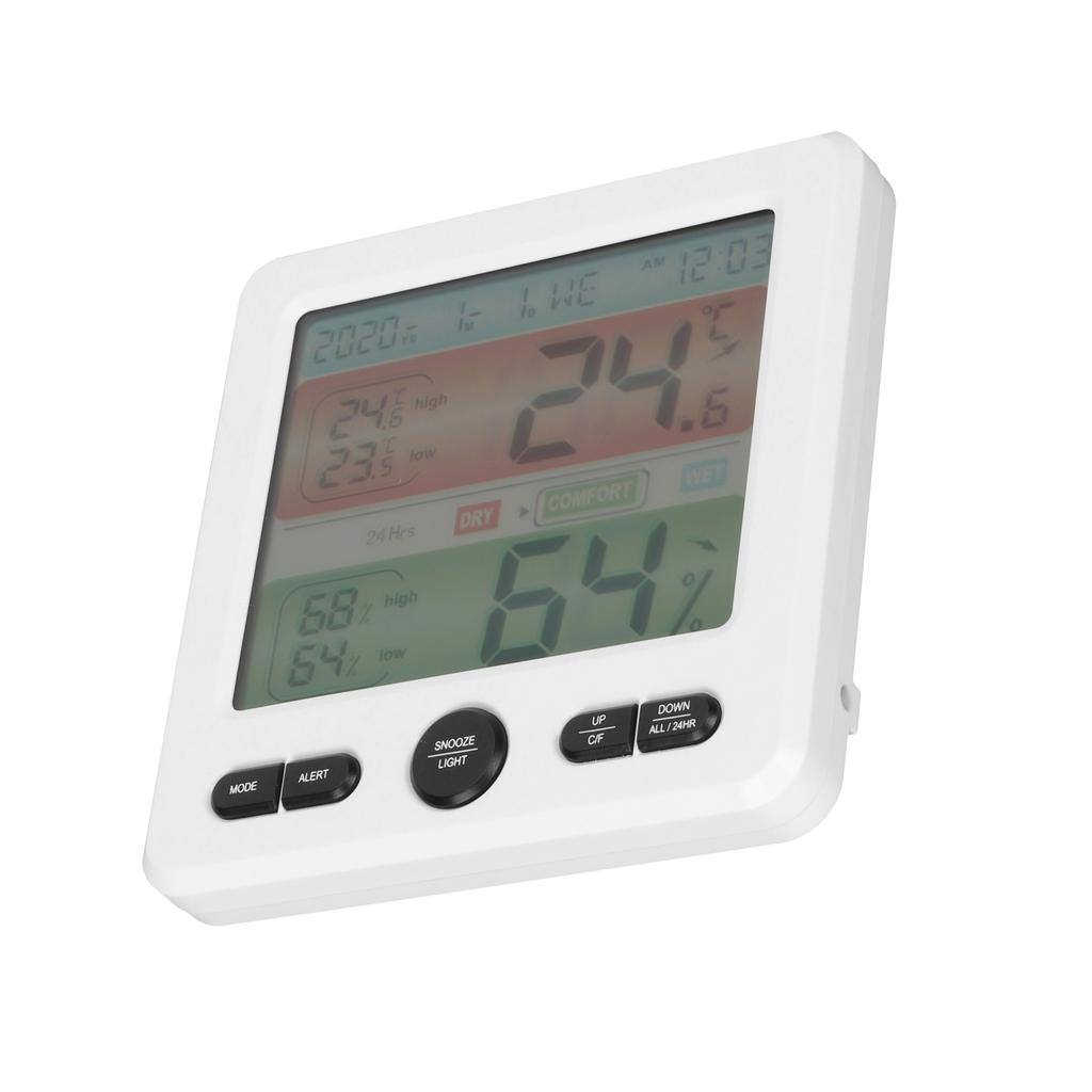 Digital Color Screen Temperature and Humidity Meter Indoor Thermometer Hygrometer ClockWhite