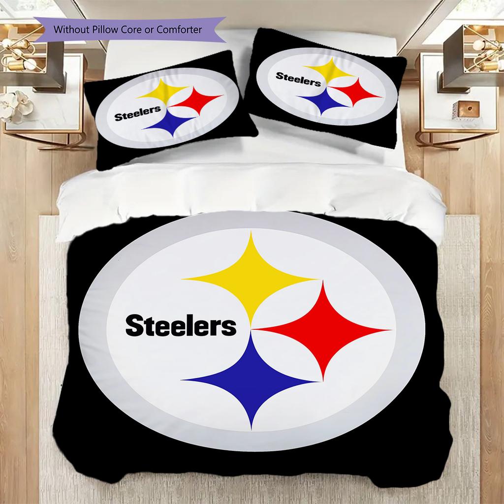Set Copripiumino Trapuntato con Fantasia Pittsburgh Steelers Federa Decorazione per la Casa Regalo di Compleanno (1 * copripiumino + 2 * federa, senza nucleo)