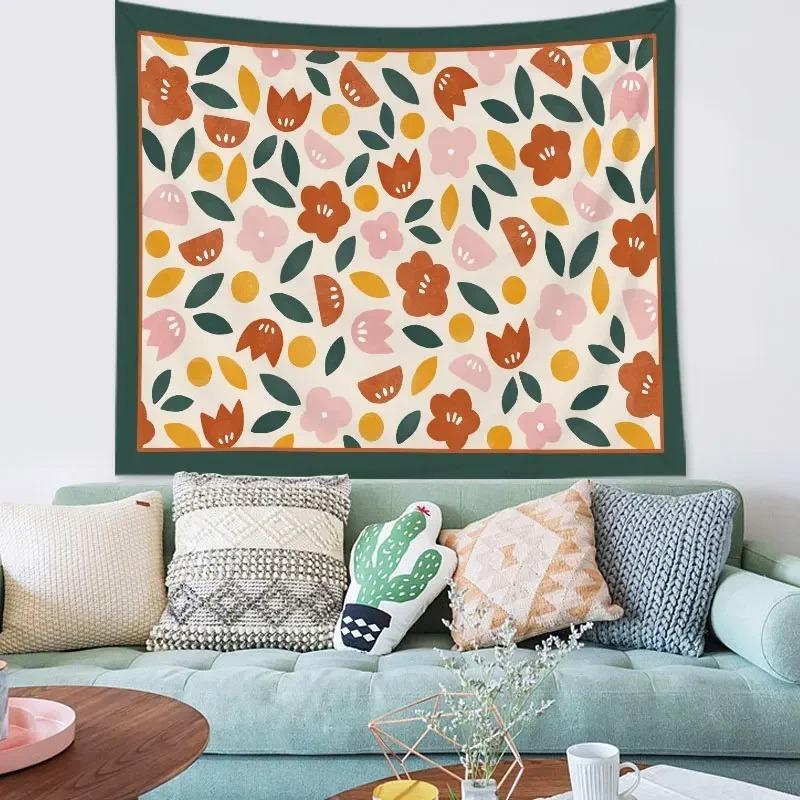 Simple Floral Pattern Decorative Tapestry Home Wall Living Room Office Decorative Tapestry